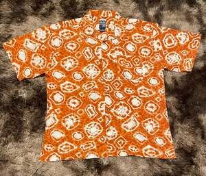 Vintage U.S. Expedition Men's Orange Print Button-Down Camp Shirt